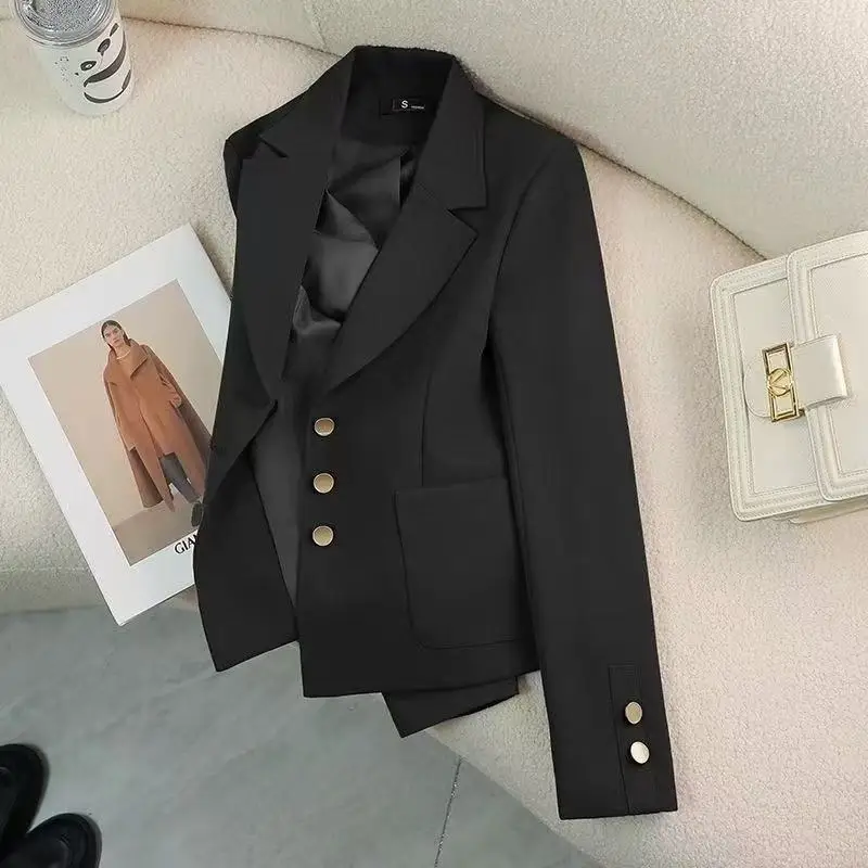 

Женский костюм, пальто, весна-осень 2021, темпераментный женский пиджак, элегантный корейский короткий пиджак, женские пиджаки, топы, верхняя одежда