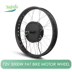 Ruota del motore della bici grassa elettrica 72V 3000W ruota del motore posteriore 20IN 26IN mozzo della bici della neve motore Kit di conversione EBike parti 55-70km/h