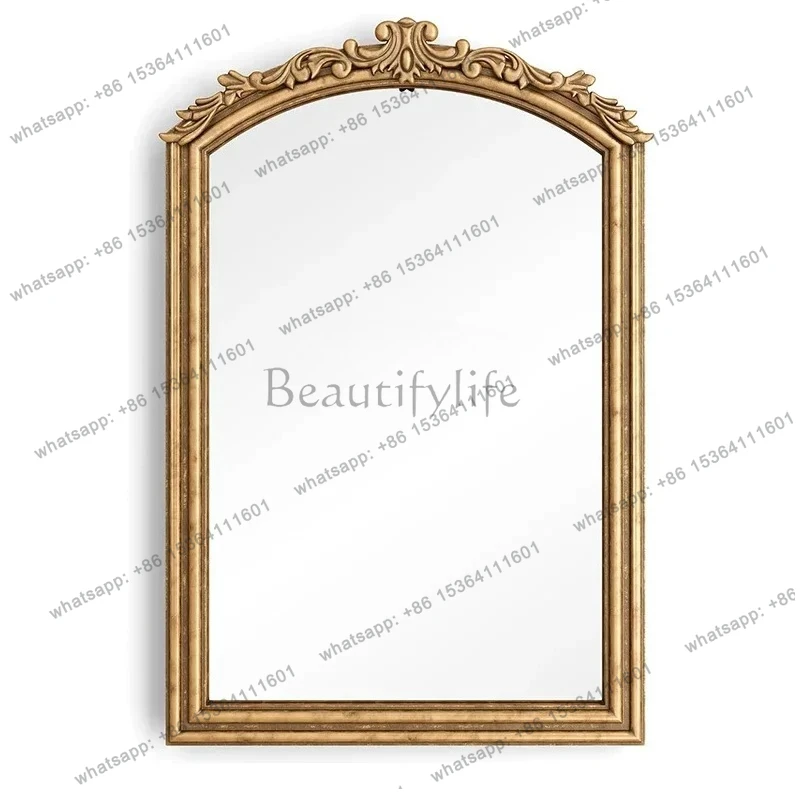 

French retro bathroom mirror wall-mounted toilet washstand makeup mirror porch fireplace decorative mirror