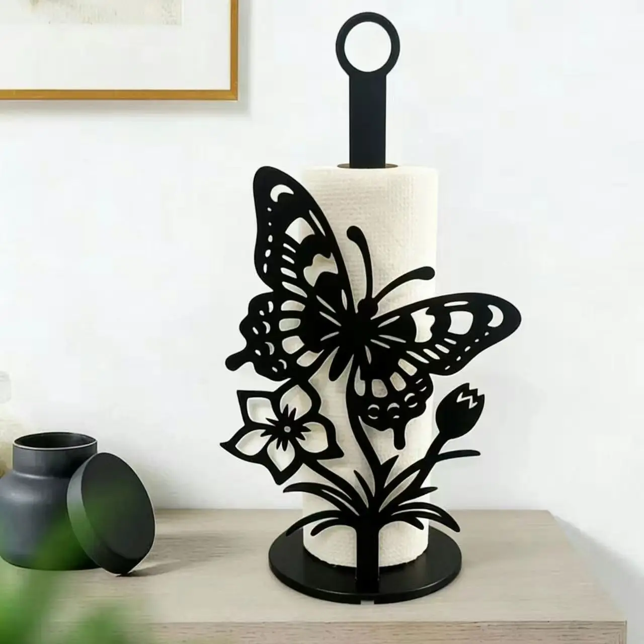 Paper Towel Holder Desktop Standing Kitchen Paper Towel Holder Standing Butterfly Convenient Practical Toilet Roll Holder