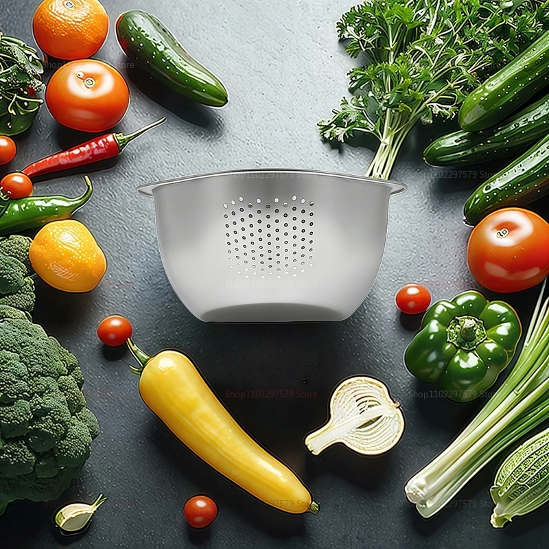 الفولاذ المقاوم للصدأ الأرز غسالة مصفاة السلطانية 304 الغذاء الصف غربال مصفاة لغسل الأرز الفواكه والخضروات أواني المطبخ