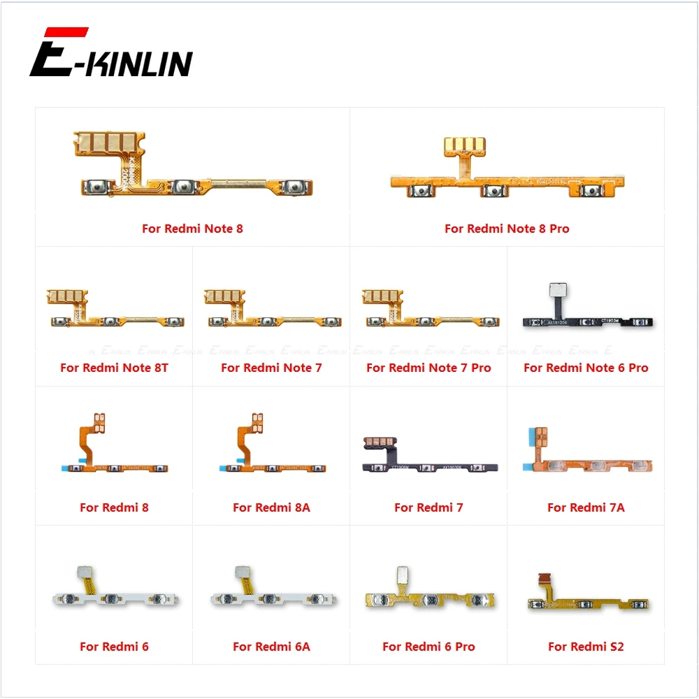 Switch Power ON OFF Button Flex Cable Ribbon For XiaoMi Redmi Note 8T 8 7 6 Pro 8A 7A 6A S2 Mute Silence Volume Key Repair Part