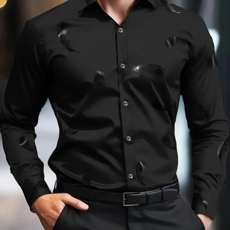 

Прочный золотой Long Sve irt Ele, мужской материал из искусственной кожи Faion, удобный крой для среднего возраста и ли