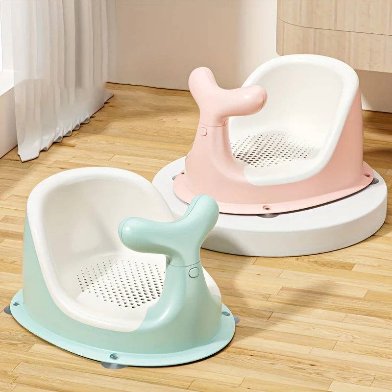 Baby Bath Seat Portable Safety Anti Slip Newborn Shower Chair With Backrest & Suction Cups Baby Care Bathing Seat Washing Toys