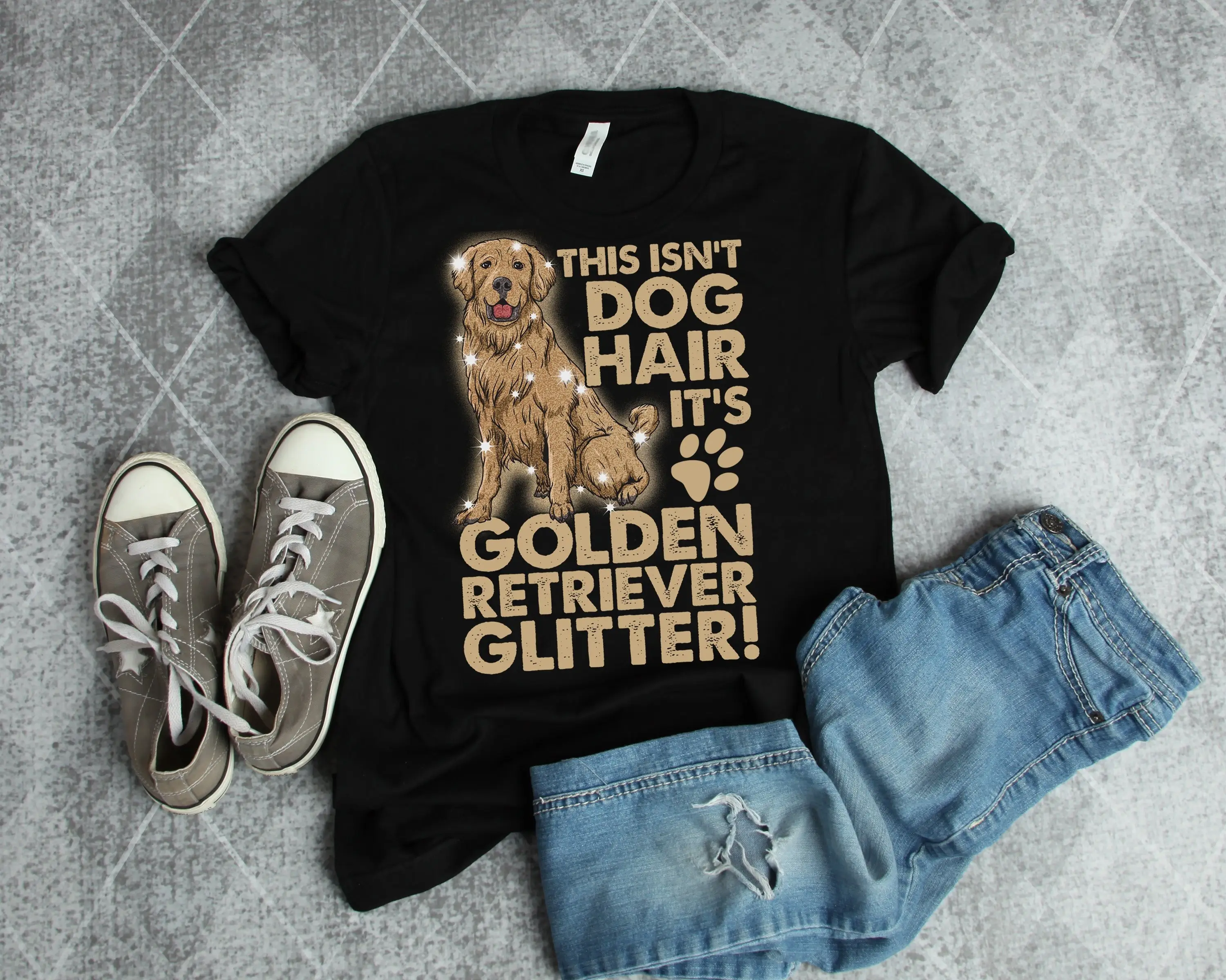 Golden Retriever Dog T Shirt s Glitter Hair Funny Pet Owner Animal Lover