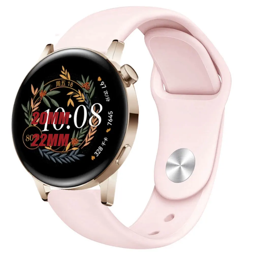 22mm 20mm strap For Samsung Galaxy watch 6/4/Classic/5/5 pro/Active2/Gear S3 Silicone bracelet Huawei watch GT 2/2e/3/3 pro band