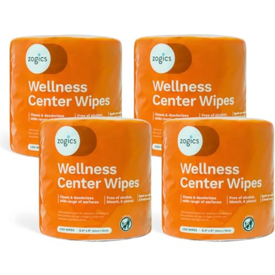 Zogics Wellness Center Cleaning Wipes Gym Equipment Wipes for Cleaning Surfaces and Equipment Durable and Safe Pre-Saturated 4