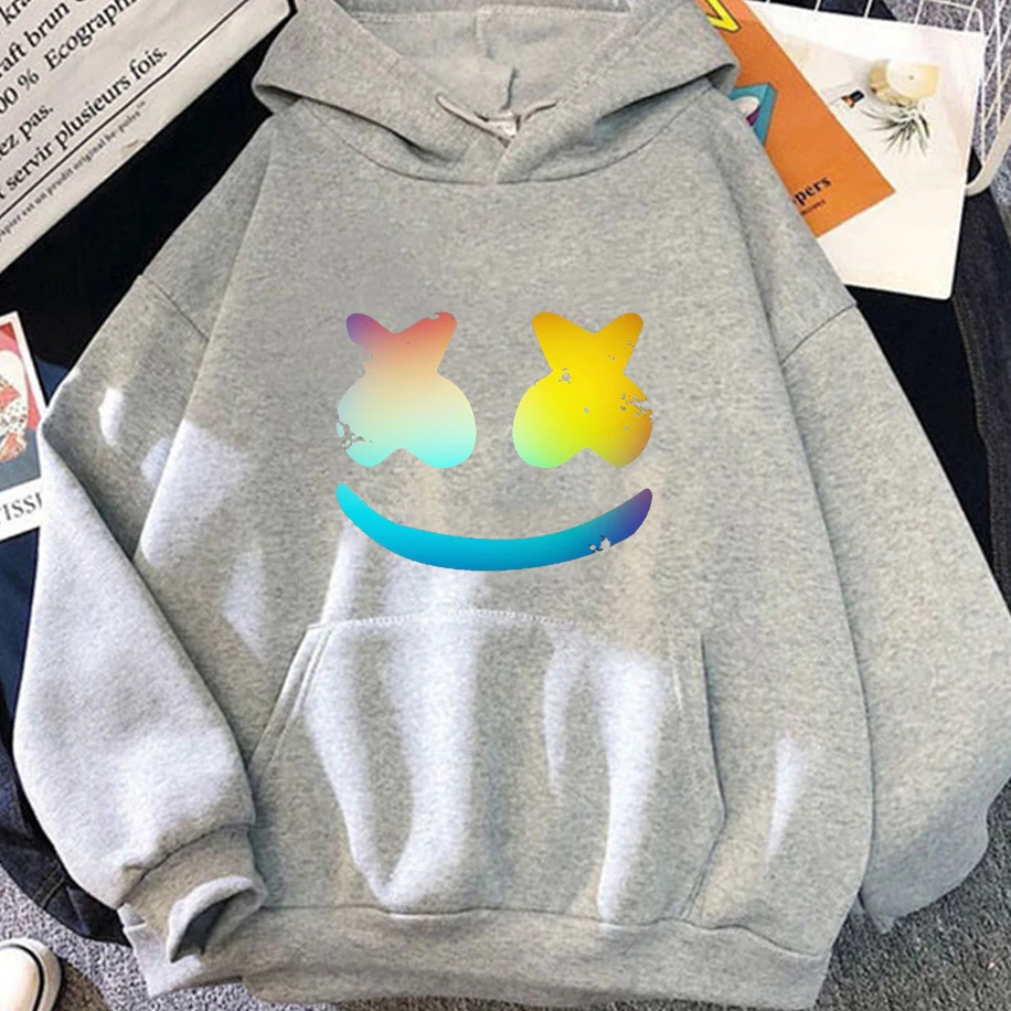 Zabawne, kolorowe bluzy unisex z nadrukiem uśmiechu w gradientzie, luźne, oddychające, męskie i damskie, w stylu streetwear, kreatywne pulowery.