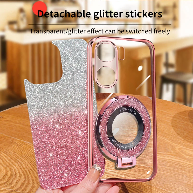 Soft Glitter Powder Phone Case For vivo iQOO Neo9 Pro Shockproof Silicone Creative Bracket Cover For Vivo iQOO Z9Turbo iQOO Z8X