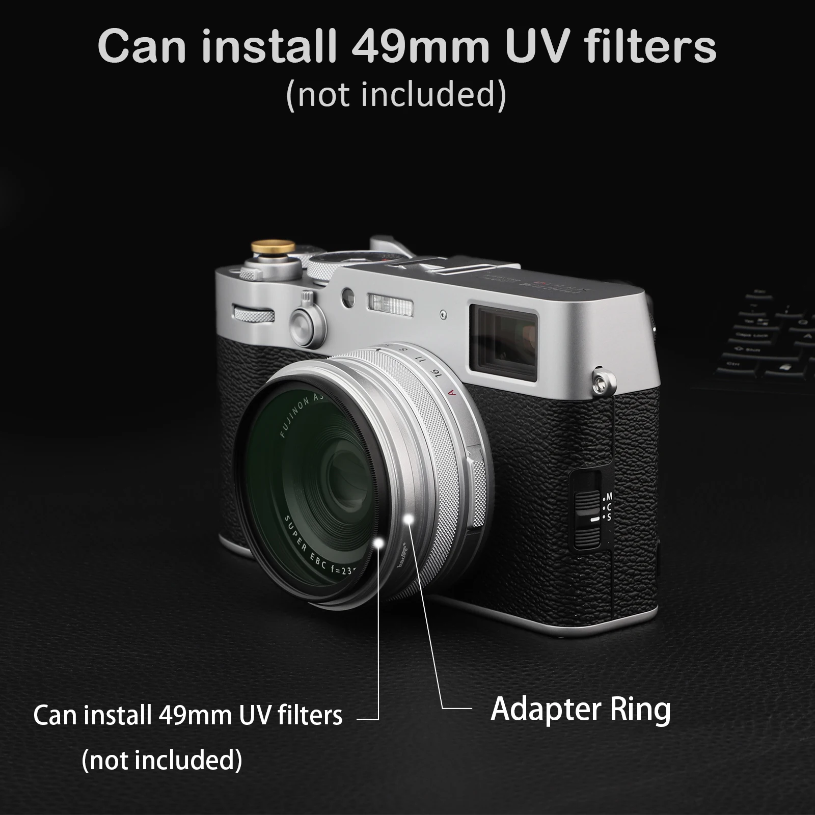 Haoge filtr obiektywu do aparatu Fujifilm Fuji X70 X100 X100S X100T X100F pasuje do 49mm UV CPL srebrny — zdjęcie 4