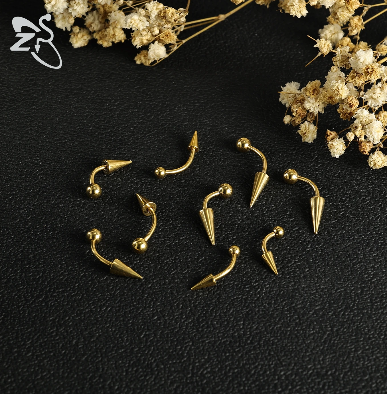 16G Stainless Steel Spike Eyebrow Ring, Unisex