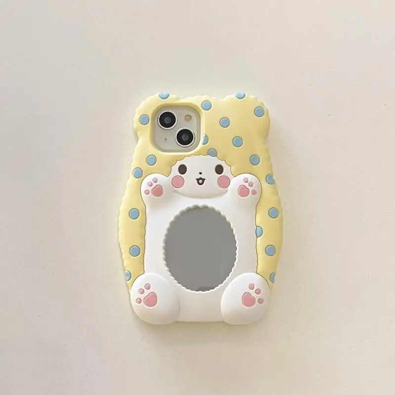 Kawaii Sanrio Marumofubiyori Silicone Phone Case Cartoon Anime Iphone15/14/13Pro Mirror Mobile Phone Protective Case Girl Gift