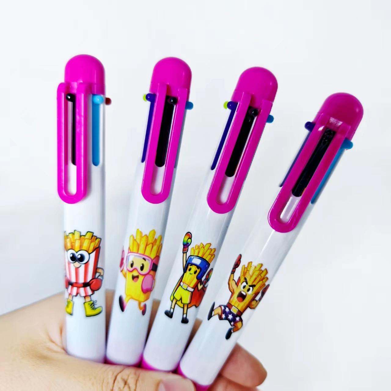 5PCS/9PCS Boxing French Fry Man Shaped Multi Color Ballpoint Pen Daily Office Student Learning Stationery Gift Pen