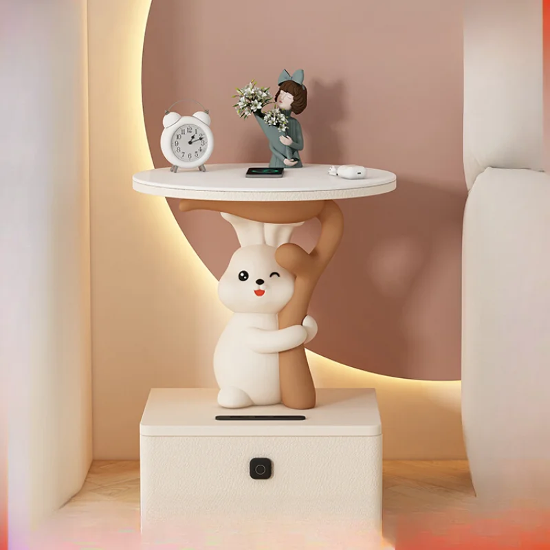 

Rabbit bedside table wireless fingerprint lock intelligent animal cartoon drawer storage cabinet bedside locker