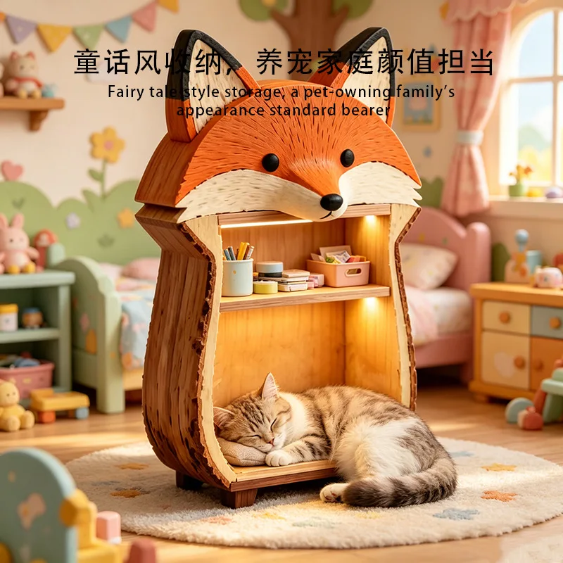 Solid wood cat house, climbing frame, double villa, wooden box, delivery room, 4