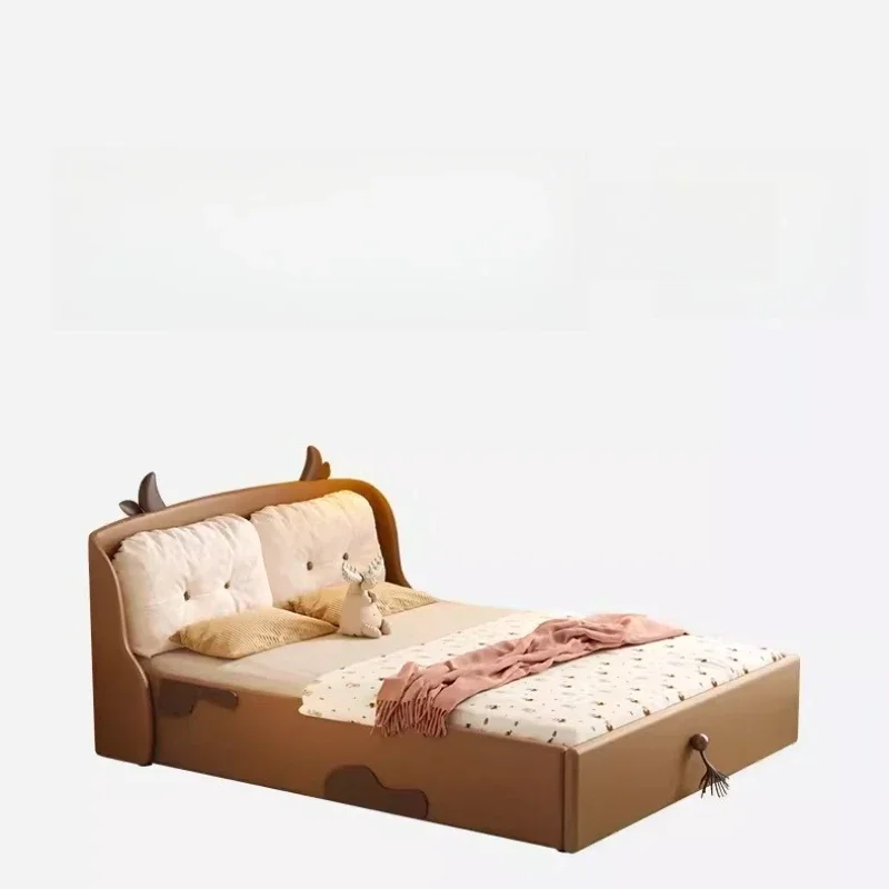 

Children's bed Storage high box Boys Children Girls Princess bed with guardrail Air pressure white