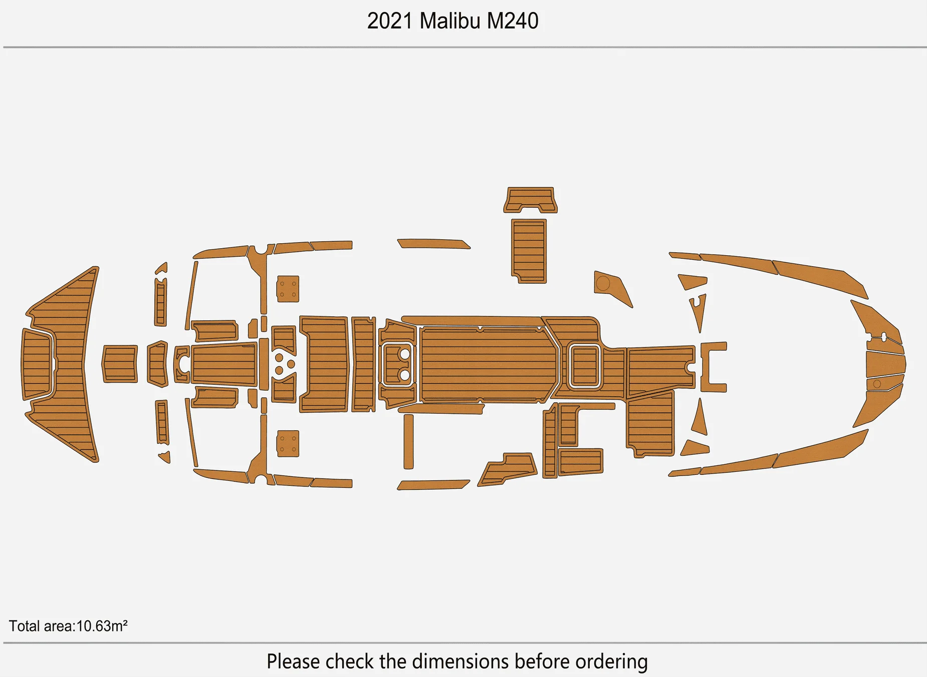 Anti-Skid EVA Faux Teak Self-Adhesive 6mm Boat Decking Pad for 2021 Malibu M240 Yacht Cockpit Durable Marine Flooring