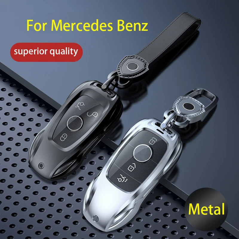 For Mercedes-Benz Premium Zinc Alloy Smart Key Fob Case with Key Strap A, C, E, S, CLA, CLS, GLA, GLB, GLC, GLE, GLS, G Gl