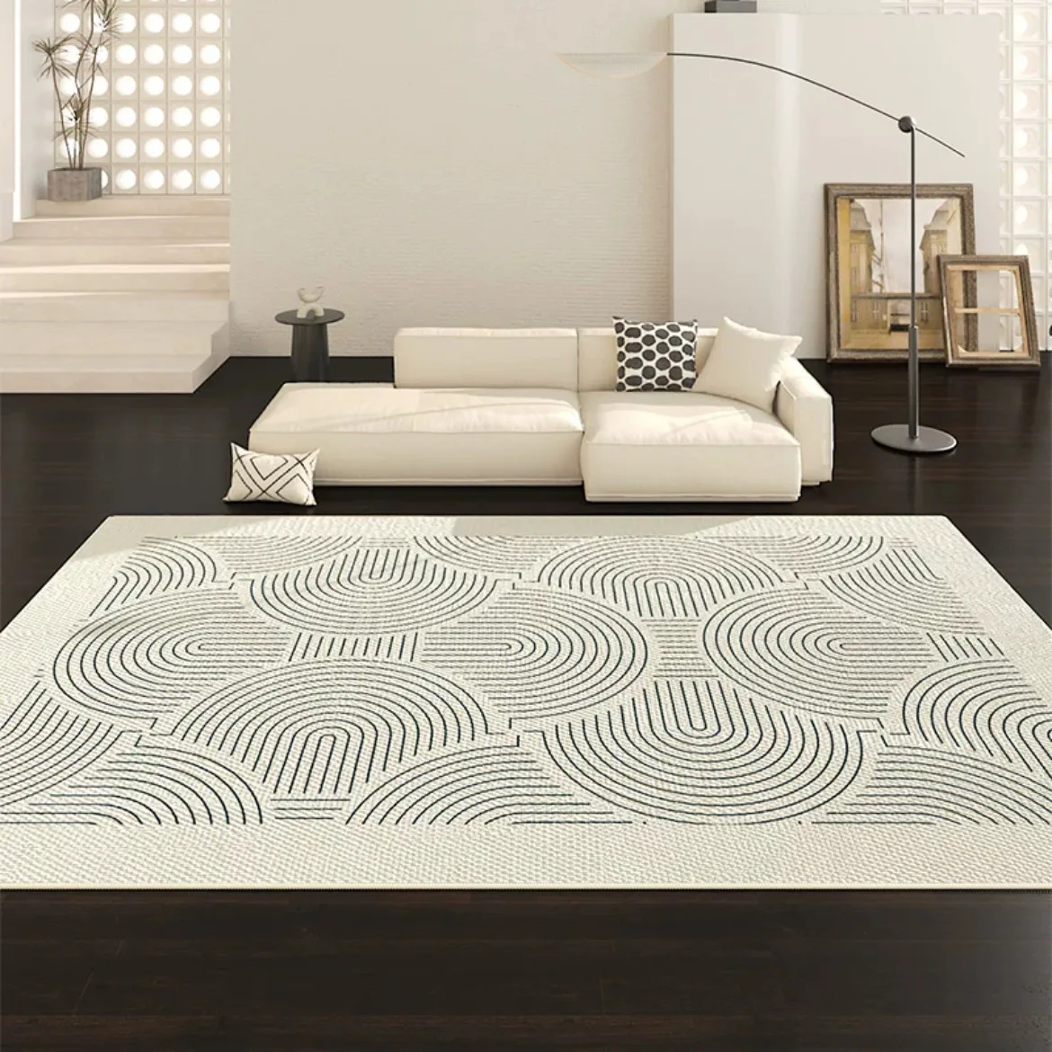 

VIKAMA Irregular Geometric Loop Pile Carpet, Wear - Resistant & Non - Slip, Machine - Washable for Living Room Decor