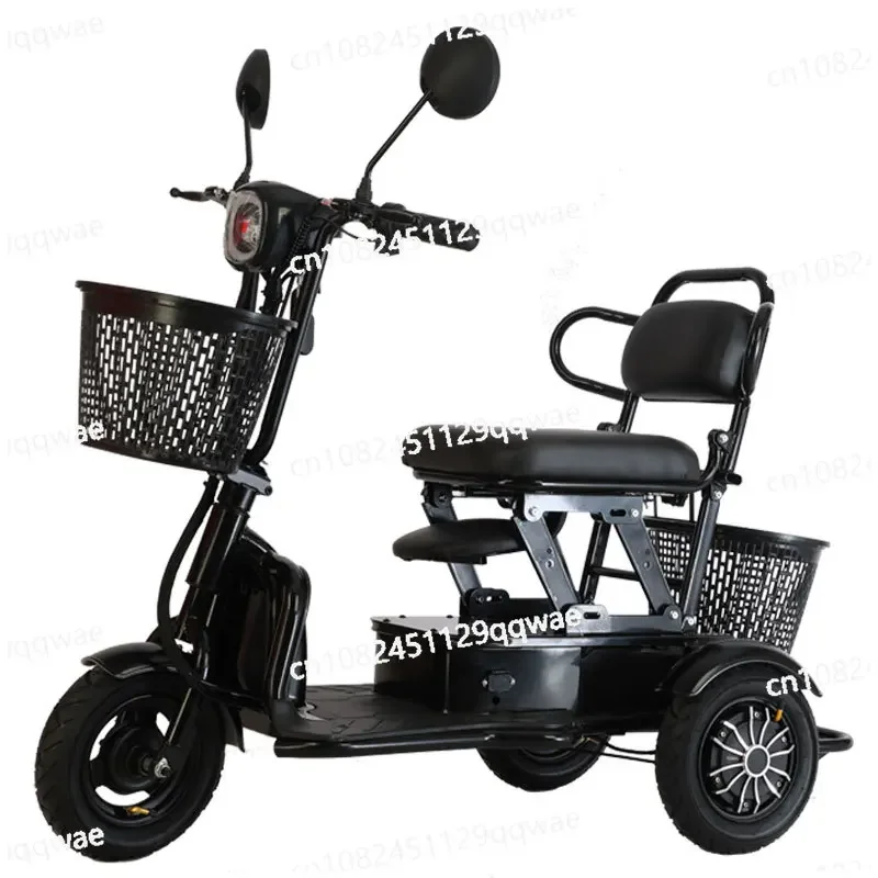 Small electric tricycle folding mini portable battery car for the elderly with scooter for the elderly.