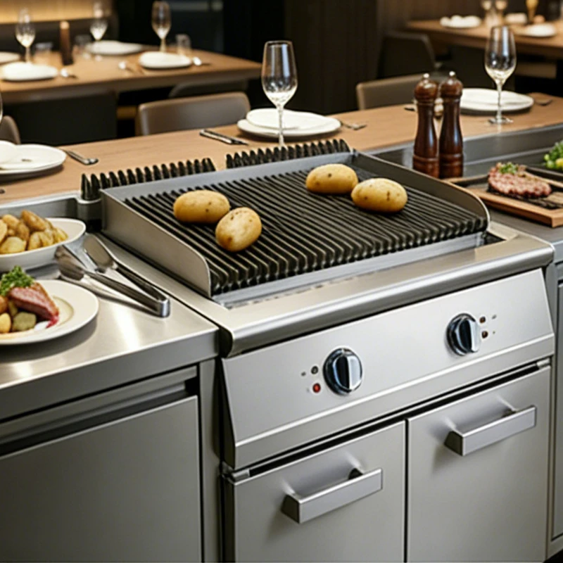 Electric Floor-standing Barbecue Grill, Hotel and Restaurant Commercial, Commercial-grade Barbecue Grill with Storage Cabinet
