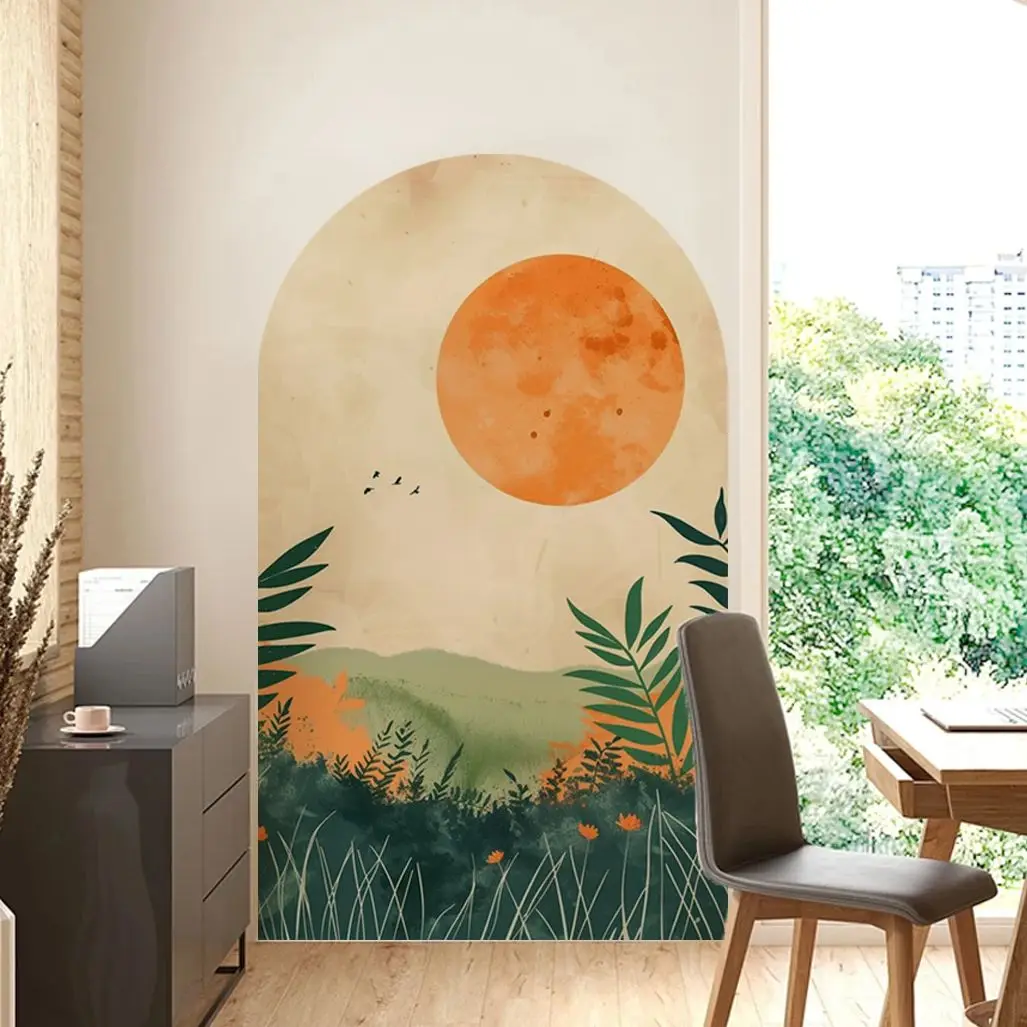 

Boho Grassland Sunset Birds Wall Sticker Mural Art Decal wallpaper Room Bedroom Living Room Interior Home Decor Self Adhesive