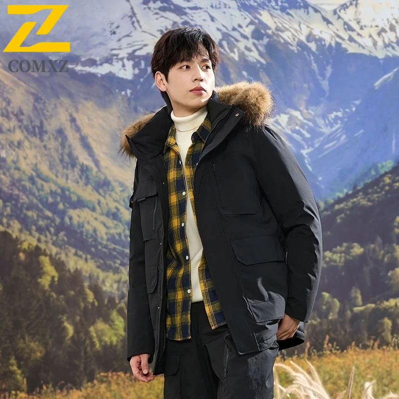 

Men's Parka Coat Thickened Long Winter Warm Fishing Adventure Padded Jacket Multi Pocket Windproof Skiing Travel Outdoor Parkas
