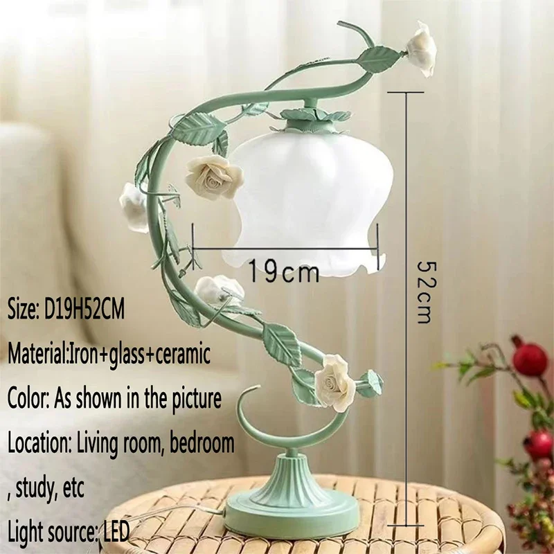 AOSONG French Table Lamp American Living Room Bedroom Villa European Romantic Pastoral Creative Bedhead Desk Light