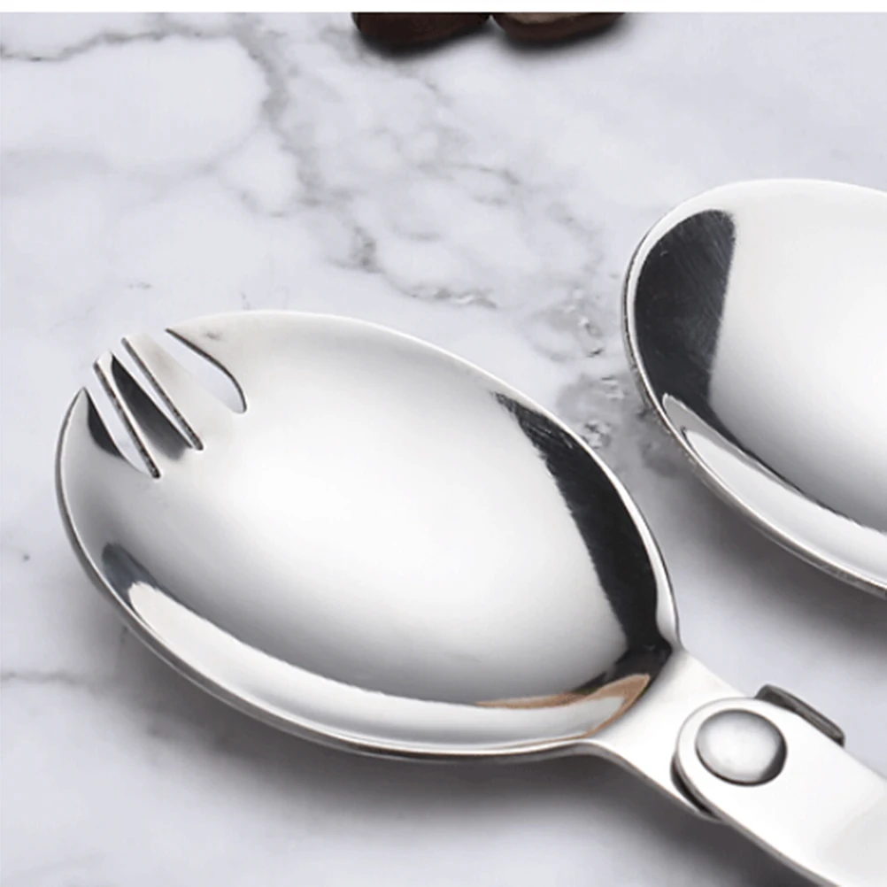 

Serving Utensils Folding Spoon Tableware Foldable Stainless Steel Travel Cutlery