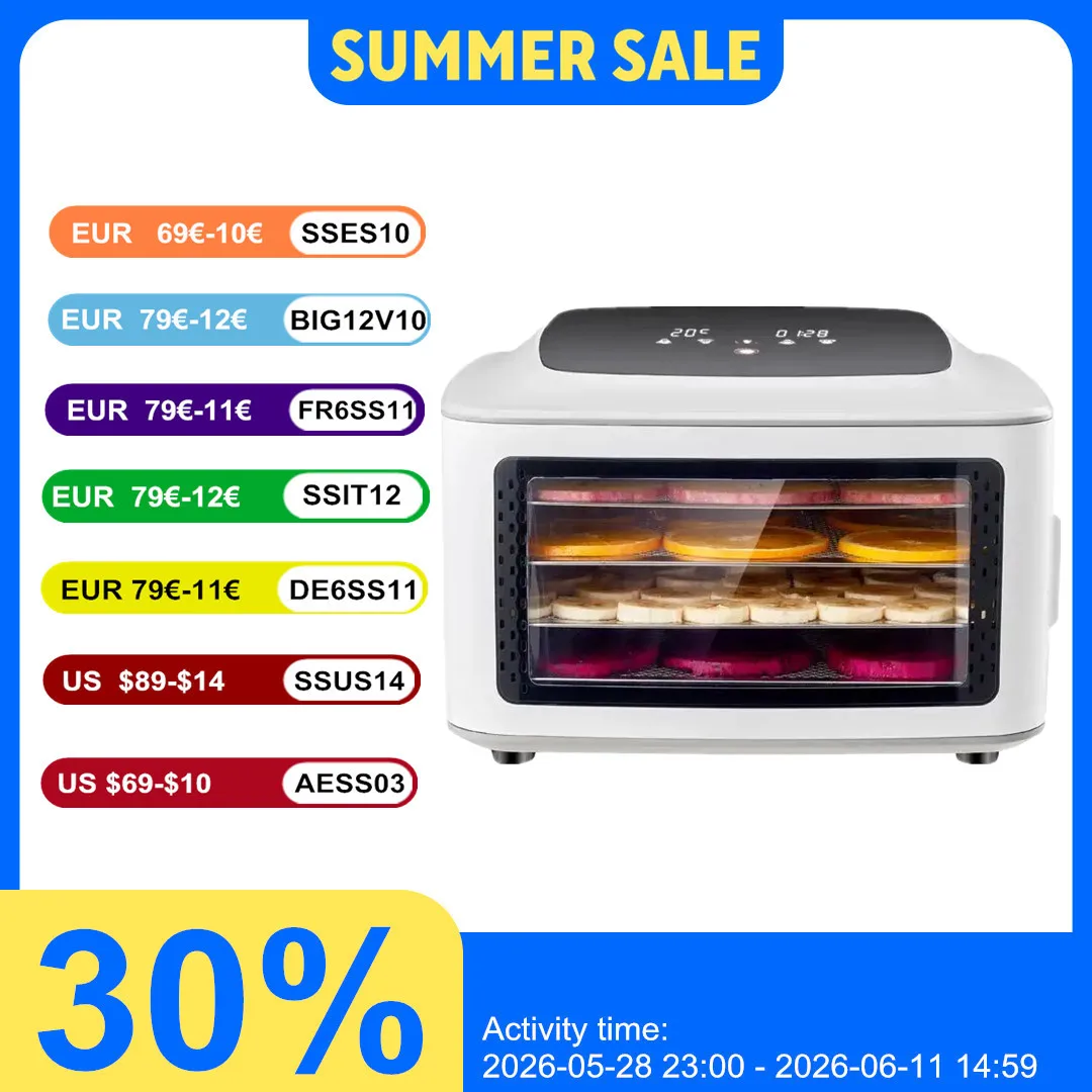 Digital Food Dehydrator - 4-Tray Electric Dryer for Jerky, Fruit, Pet Snacks - Precise Temp Control, 220V, BPA-Free Plastic
