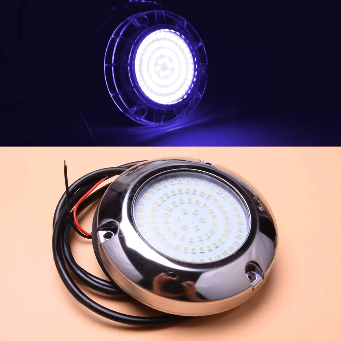 Blue Light 90LED Underwater Pontoon Marine Boat Camper trailer Caravan RV Transom Light IP68 Stainless Steel