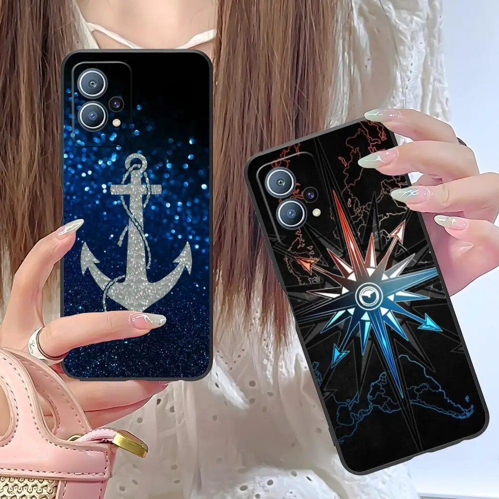 Bonita funda de teléfono Ancora azul marino para Huawei P60 P50 P40 P30 P20 P10 P9 P8 Pro Lite Plus, funda suave de TPU a prueba de golpes
