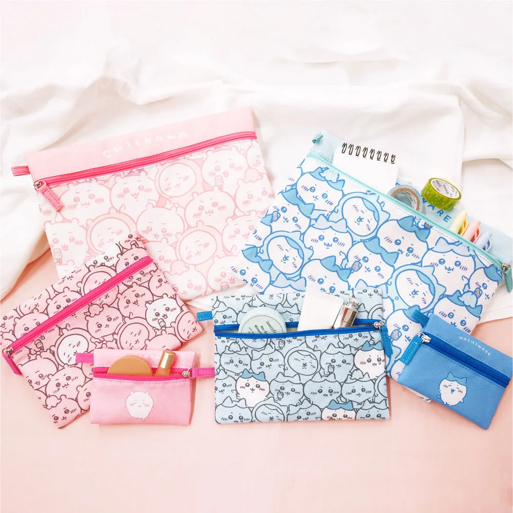 Chiikawa Cute Cartoon Storage Bag, Zipper Pencil Case Makeup Bag Set with Usagi Hachiware, Portable Stationery Organizer Gift