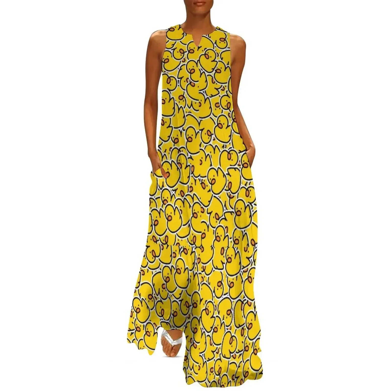 

A big Bunch of yellow rubber ducks Long Dress chic and elegant evening dress Dress