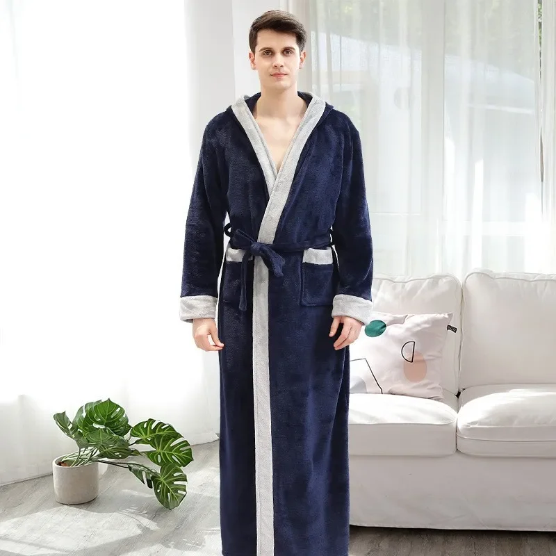 Imagem -04 - Robe Longo de Veludo Coral para Casais Roupões de Banho Quentes para Homens e Mulheres Pijama Feminino Toalhas de Chuveiro para Adultos Outono e Inverno