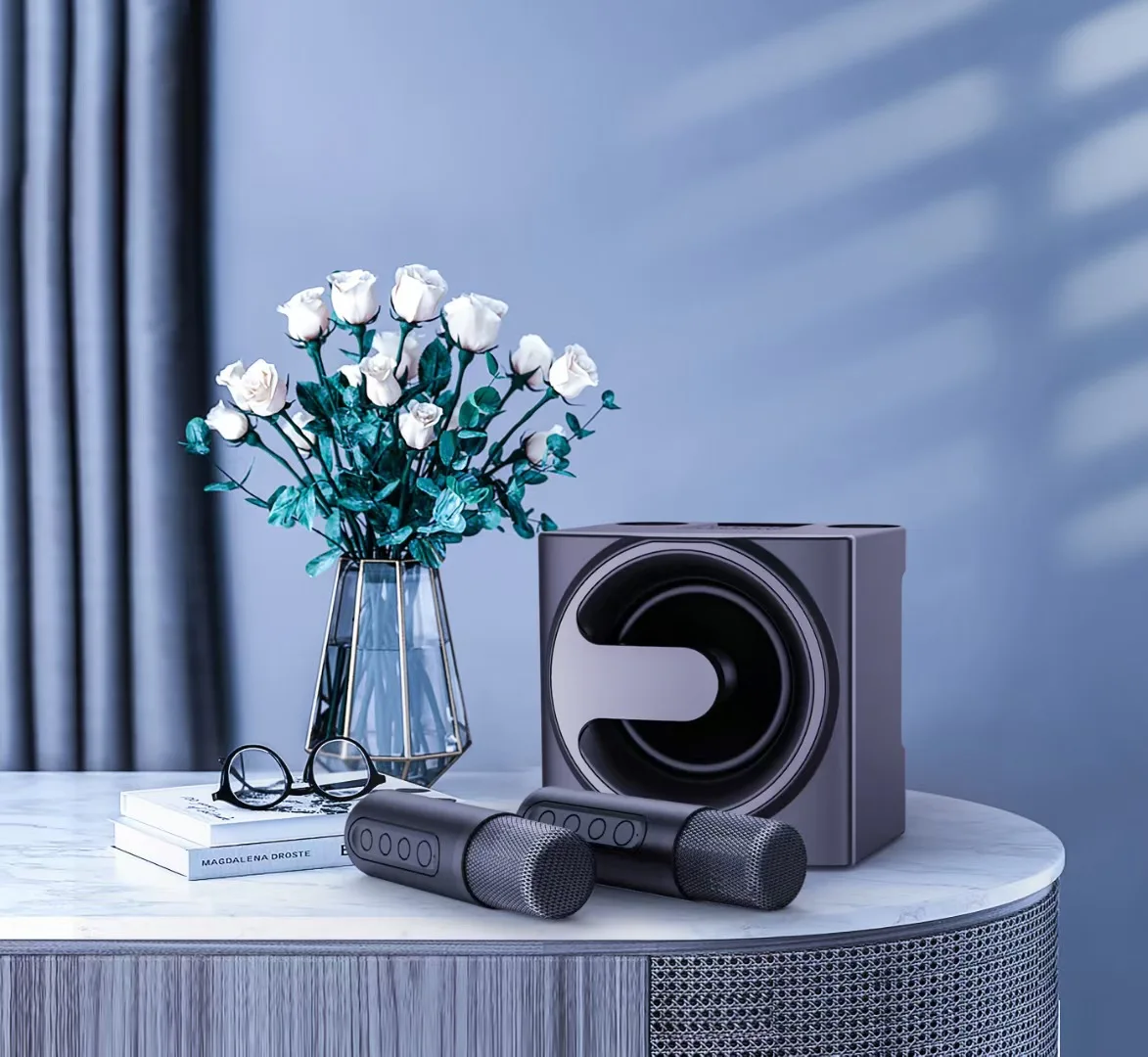 

New Handheld KTV Portable Speaker, Wireless Bluetooth Microphone Charging, Karaoke Home Karaoke Set, Dual Microphone Version