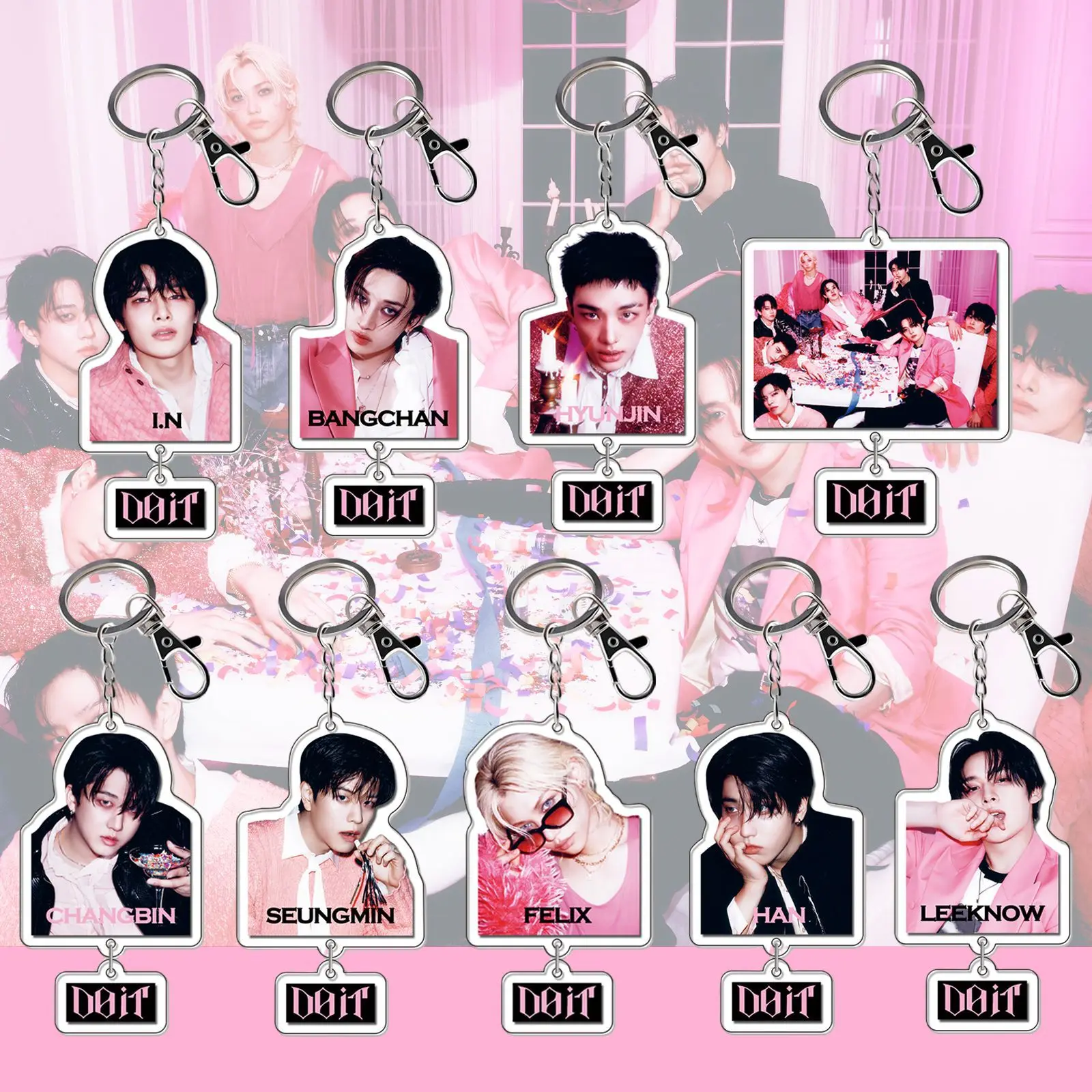 

k-pop New StrayKids Cartoon Acrylic Keychain SKZOO "DO IT" Flash Cartoon Acrylic Keychain Accessories Peripherals