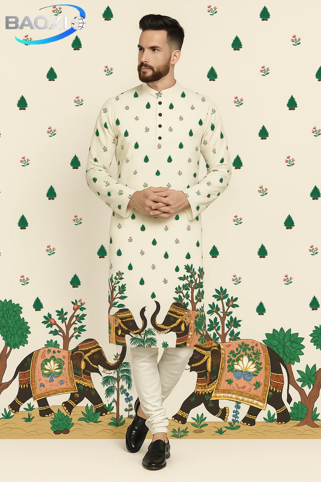 Men's printed pattern kurta vardha fashionable and comfortable fit regular long robe suitable for all occasions ethnic clothing