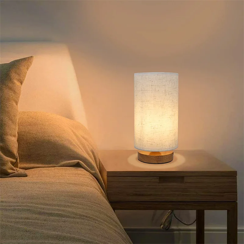 Usb Powered Modern Nordic Wood Table Lamp Night Light for Bedroom Illumination Warm White Gift Wooden Bedside Kids Room Decor