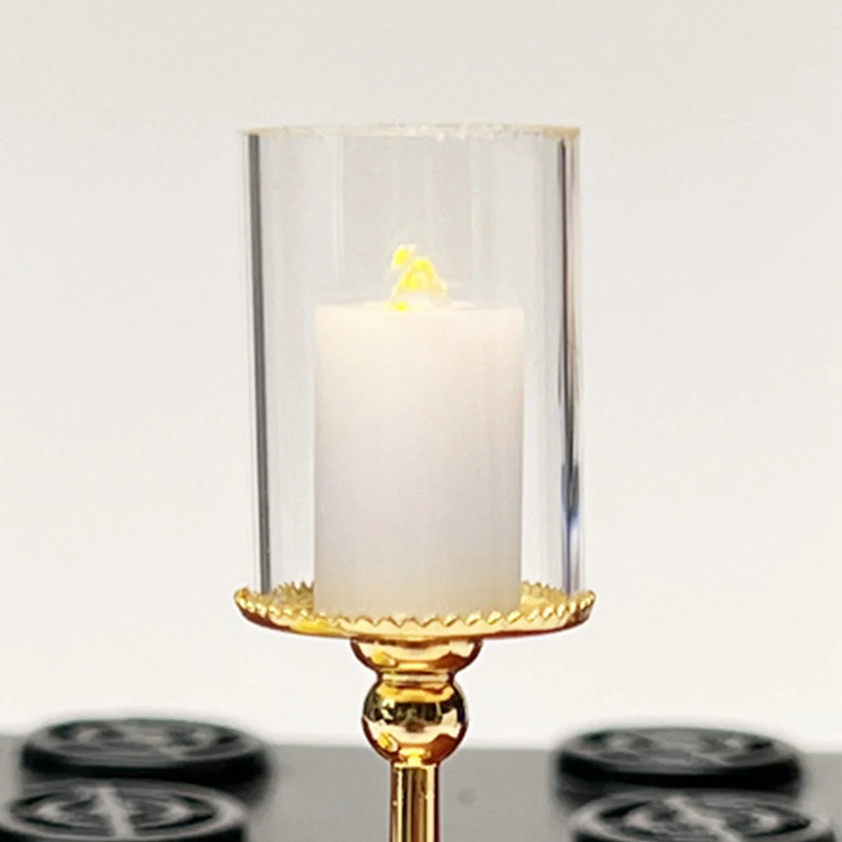 1/12 Scale Mini Luminous Candle Lamp Accessories Miniature LED Wall Sconce Lamp Battery Operated with Switch