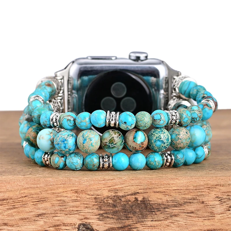 Turquoise Watch Band for Applewatch Turquoise Beaded Watch Strap Stone Strap