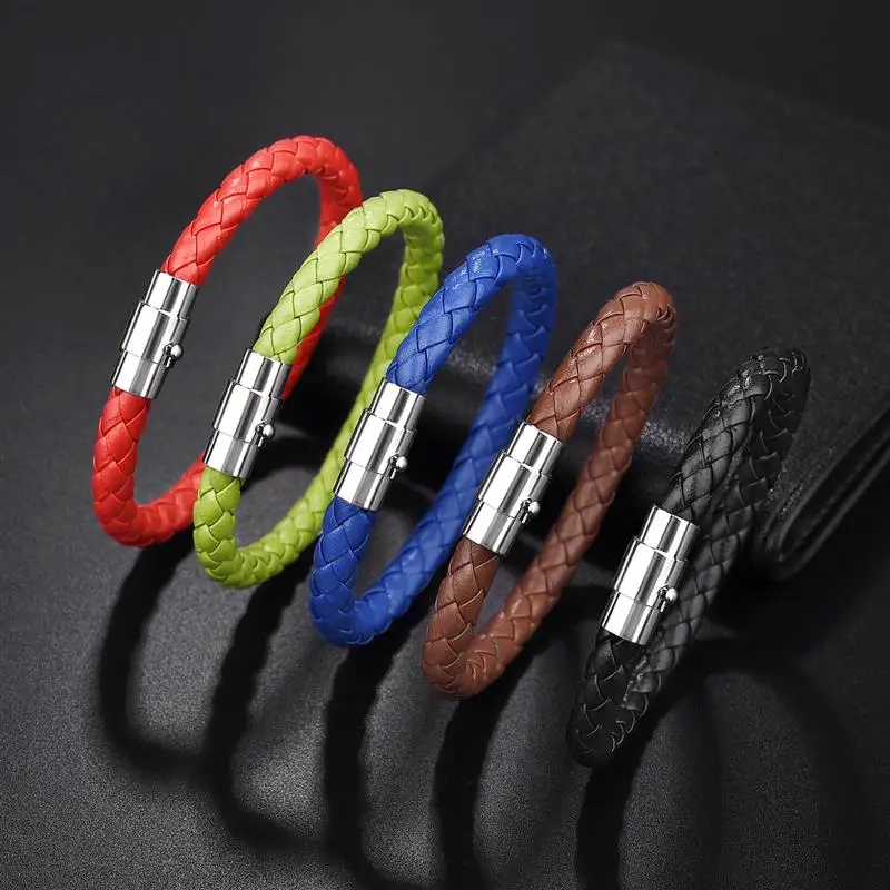 Jiayiqi Simple Leather Bracelet for Men Women Multicolor Braided Bangle Bracelet Hand Jewelry Dropshipping Wholesale