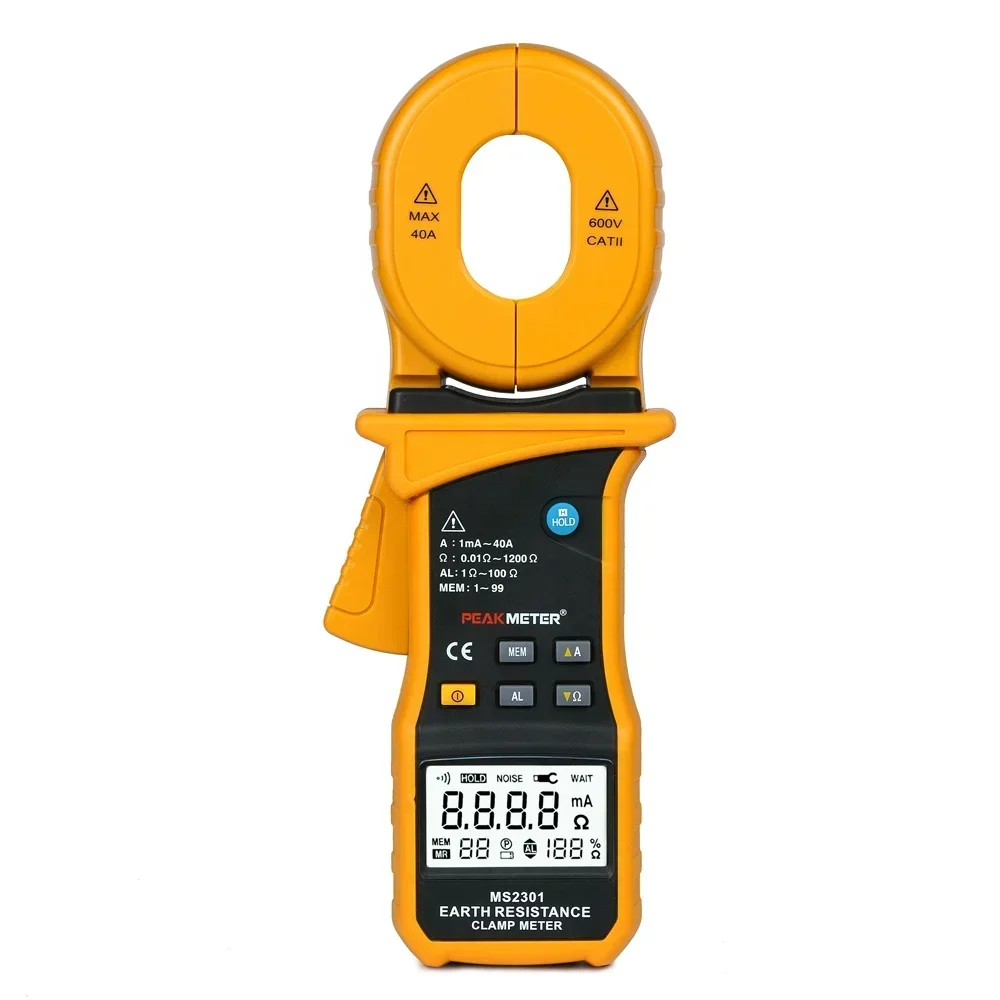 

digital earth resistance tester MS2301 with rechargeable battery , 9999 counts earth ground resistance clamp meter MS2301