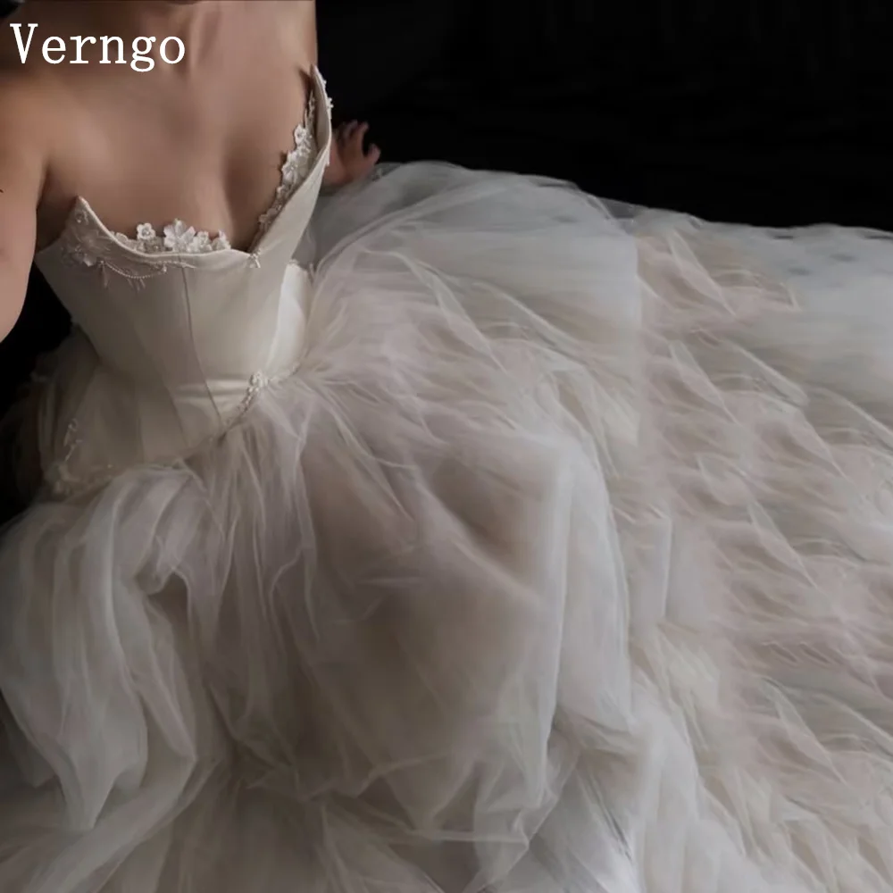 

Verngo Pincess Tulle Wedding Dress Sweeheart A Line Bridal Gowns Modern Prom Party Dresses Customized vestidos de novia civil