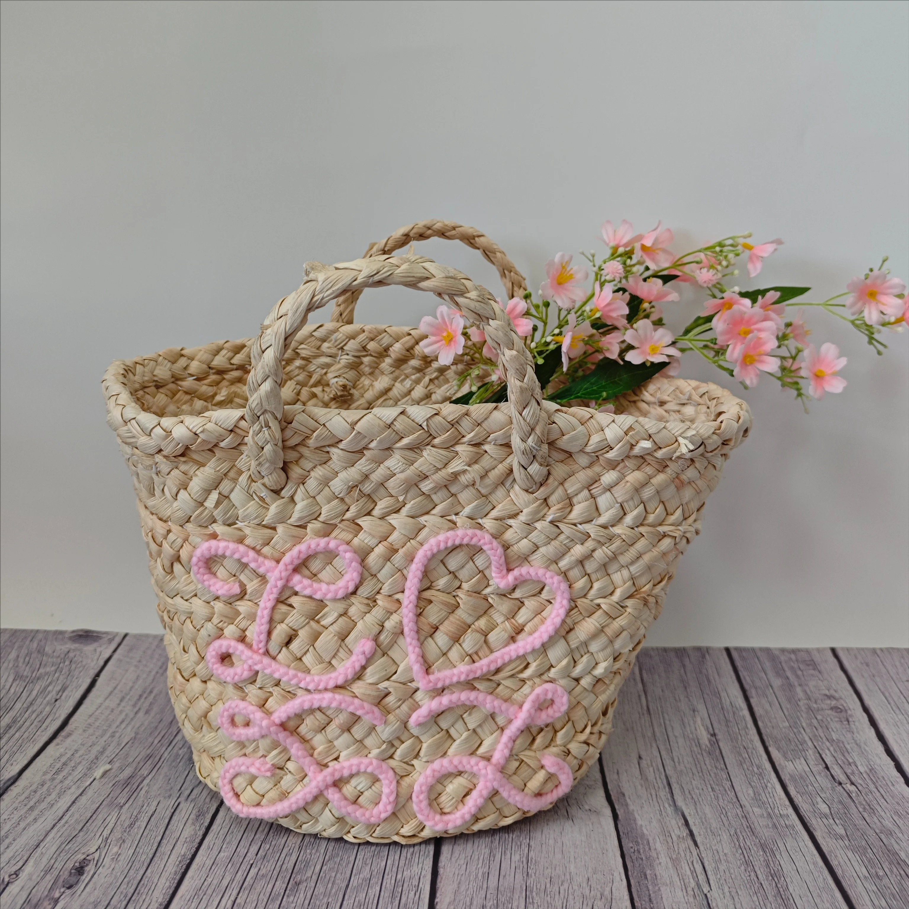 شخصية عيد الفصح حبل سلة مطرزة مع كرات ملونة البيض الصيد حفلة 2025 جديد حقائب يد منسوجة حقائب صغيرة يدوية الصنع