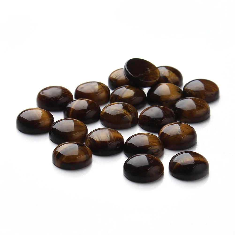 20Pcs Tiger Eye Semi Circle Stones 14Mm Flat Base Natural Stone for DIY Jewelry Accessories Stone Decor Crafts
