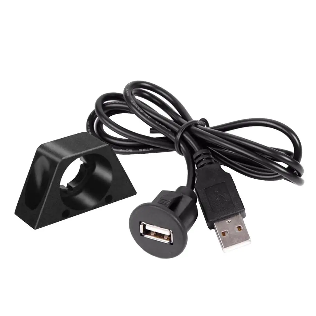 Car USB Splitter Extension Cable PVC Male-female Panel Mount Usb Extender Adapter for Dashboard Input