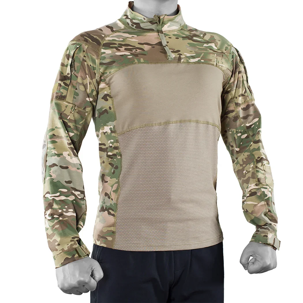 

Mens Tactical Shirt 1/4 Zip Hunting Cothes Combat Shirts Fishing Hiking Shirts Casual Pullover Tops Wear-Resistance