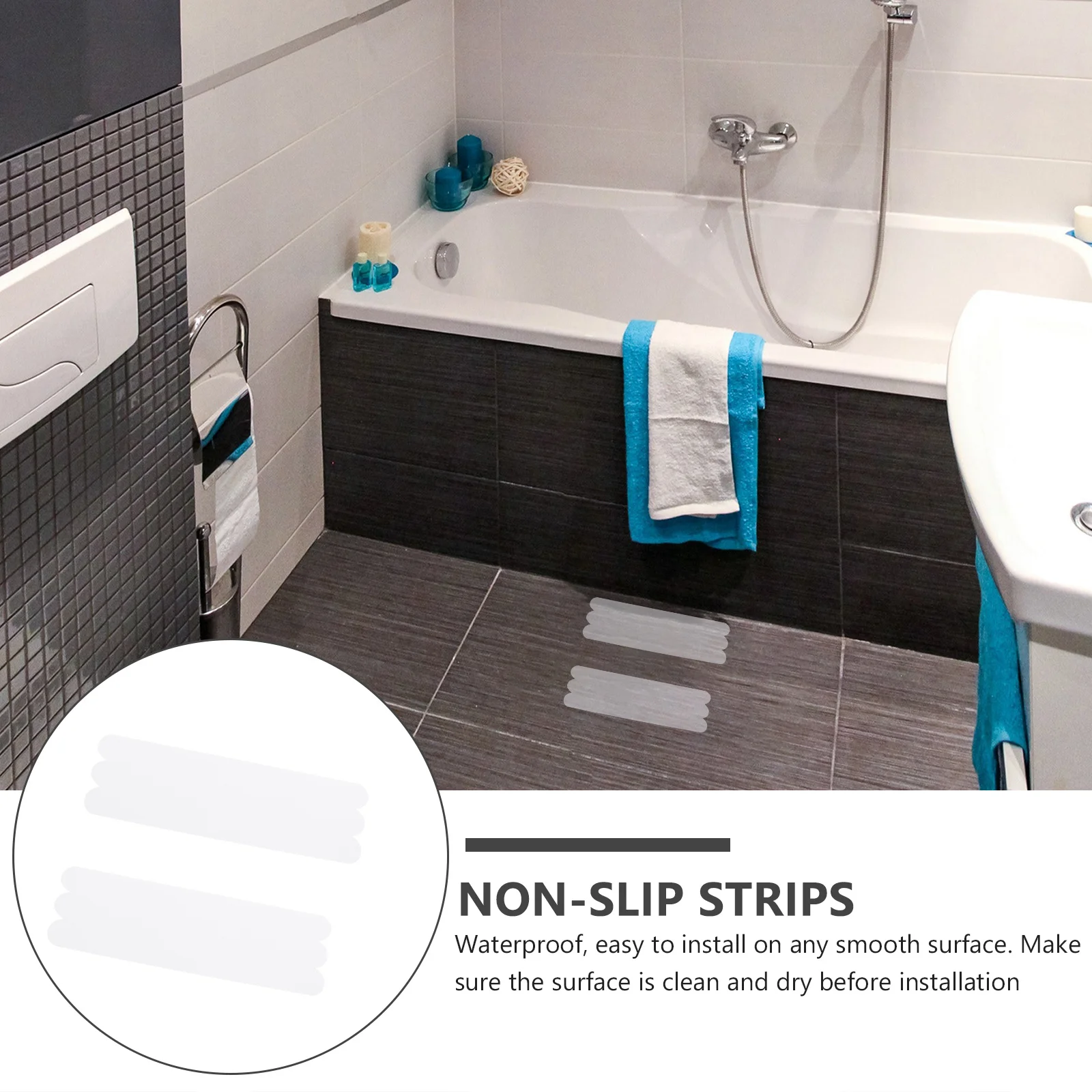 

36Pcs Anti-Slip Tape for Shower Floors Non Slip Adhesive Stickers Waterproof Bath Safety Strips for Bathtubs Stairs Pools with