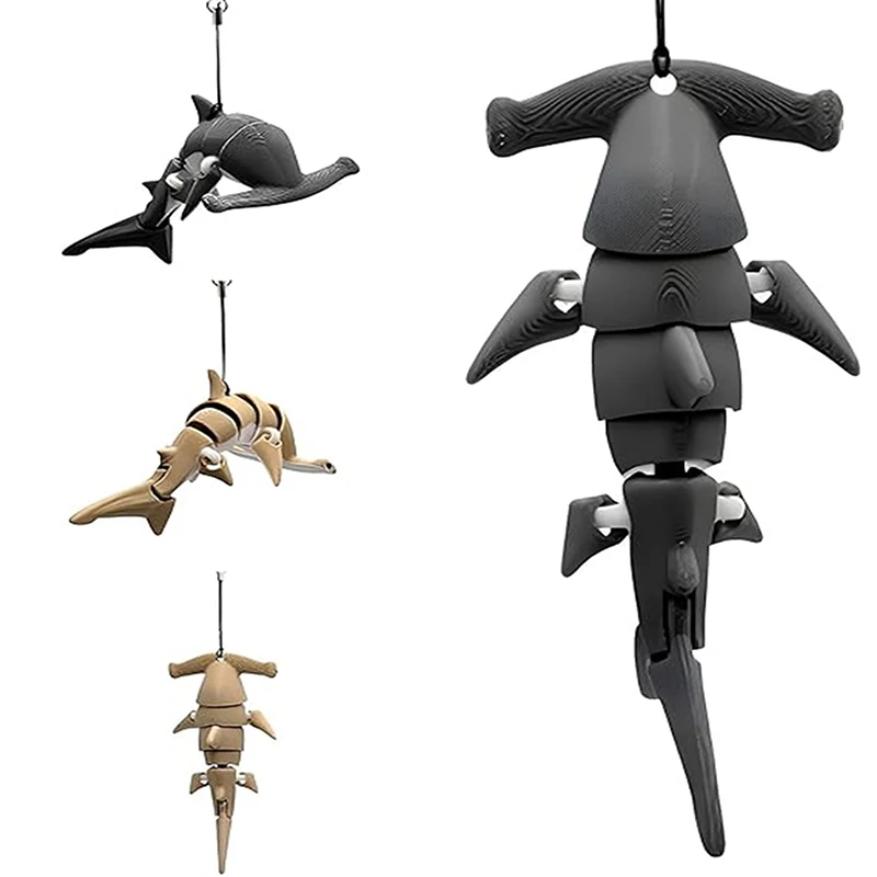 Hammerhead Shark Keychain 3D Animals Backpack Pendant Posable Flexible Purse Backpack Handbags Decor